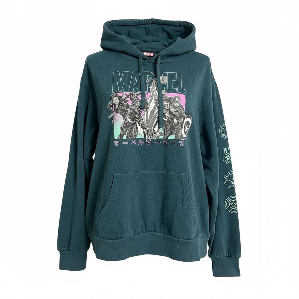 Marvel Grunge Sweatshirt Fleece Pullover Hoodie Distressed Thrashed Destroyed XL